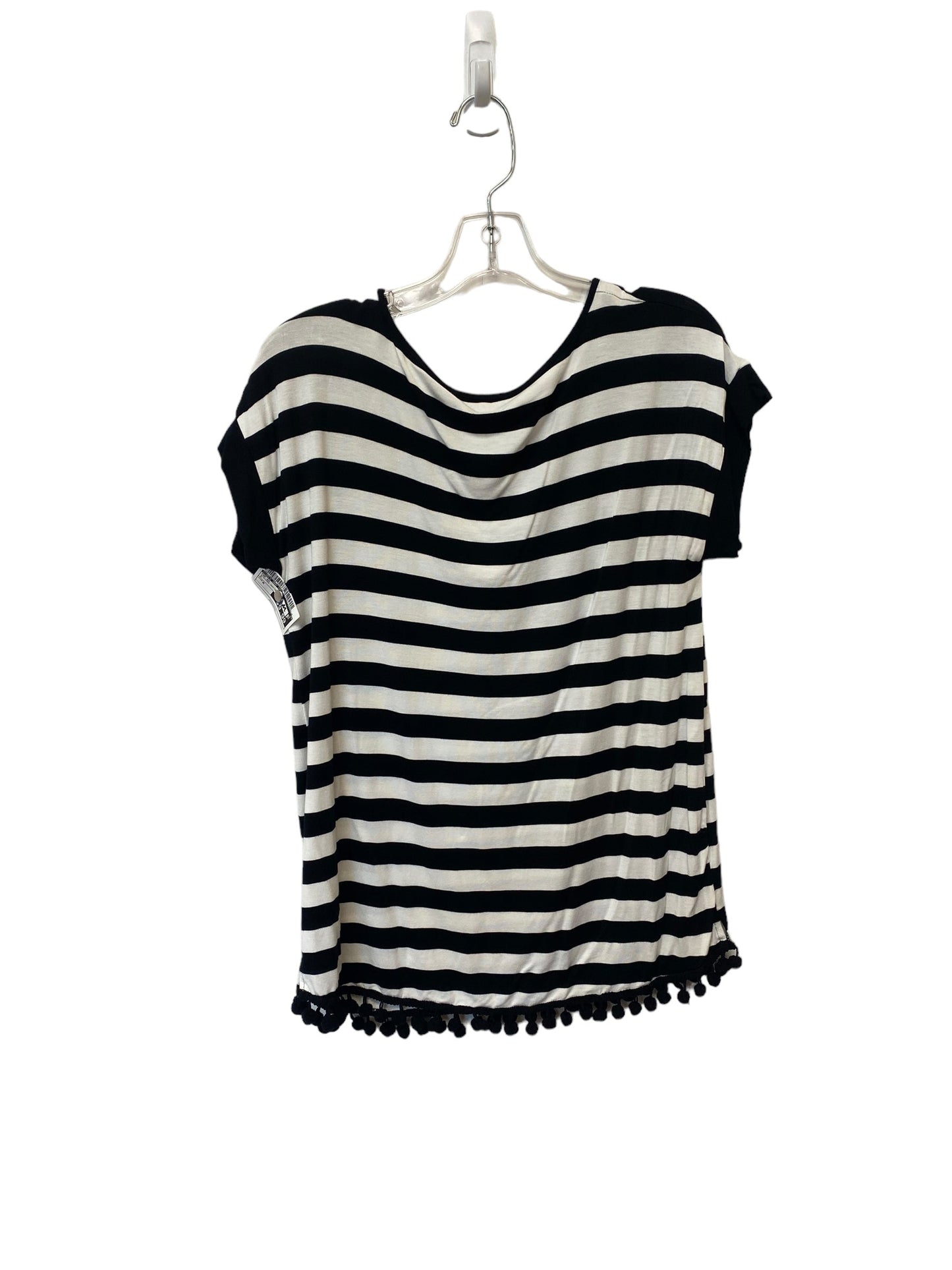 Striped Pattern Top Short Sleeve Cable And Gauge, Size M