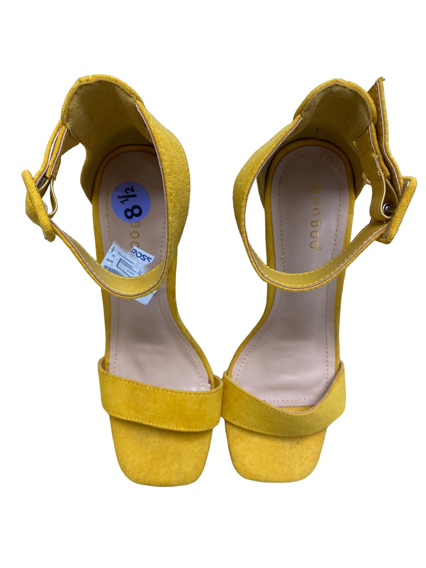 Yellow Shoes Heels Block Bamboo, Size 8.5