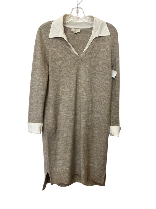 Dress Sweater By Loft In Taupe, Size: S