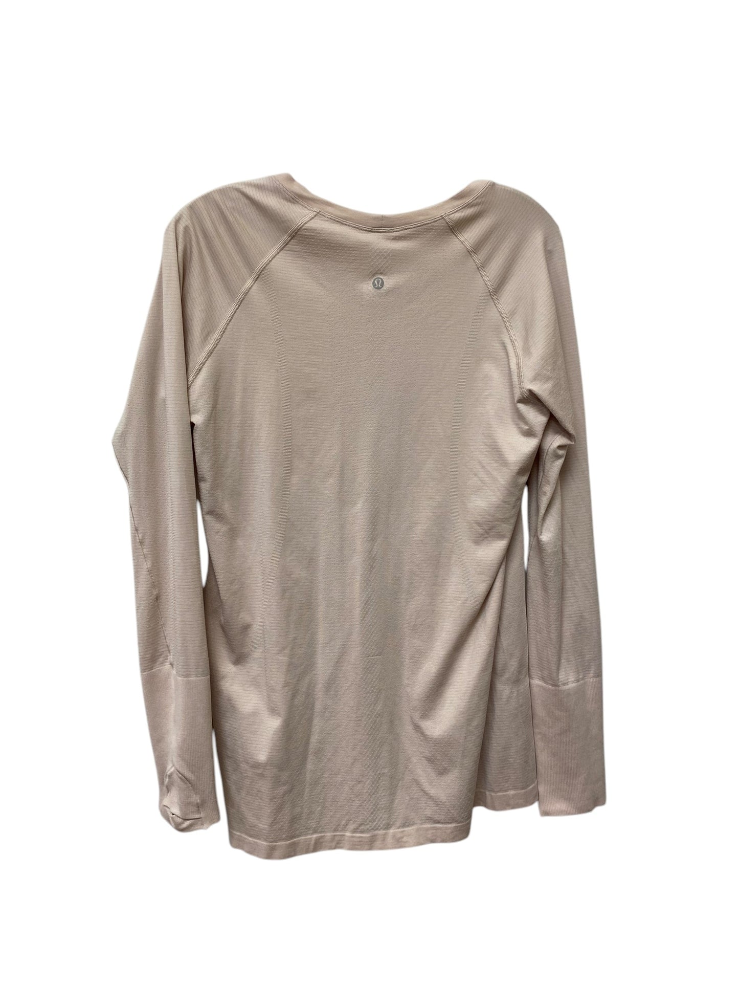 Athletic Top Long Sleeve Collar By Lululemon In Beige, Size: L