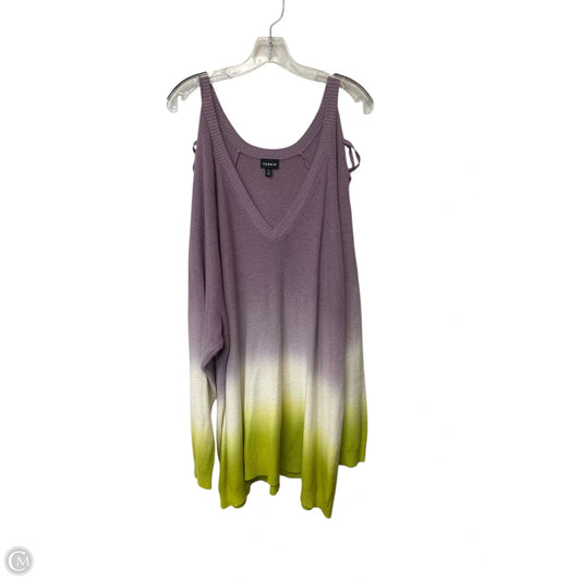 Sweater By Torrid In Green & Purple, Size: 5