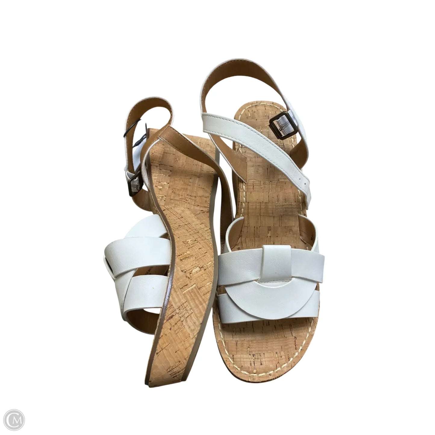 Sandals Heels Wedge By White Mountain In White, Size: 9.5