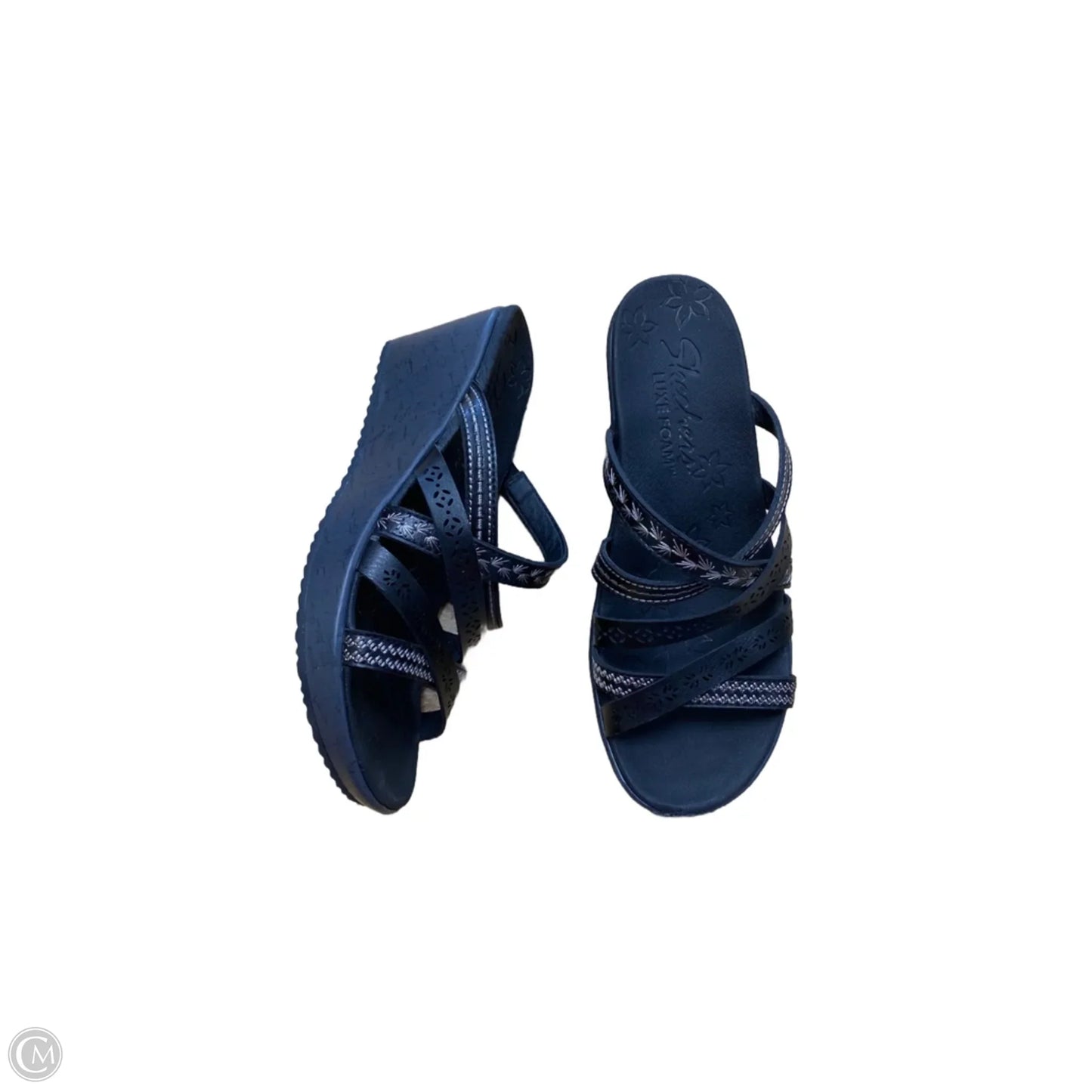 Sandals Heels Wedge By Skechers In Black, Size: 7