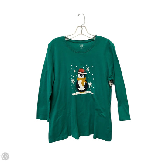 Top Long Sleeve By Kim Rogers In Green, Size: L