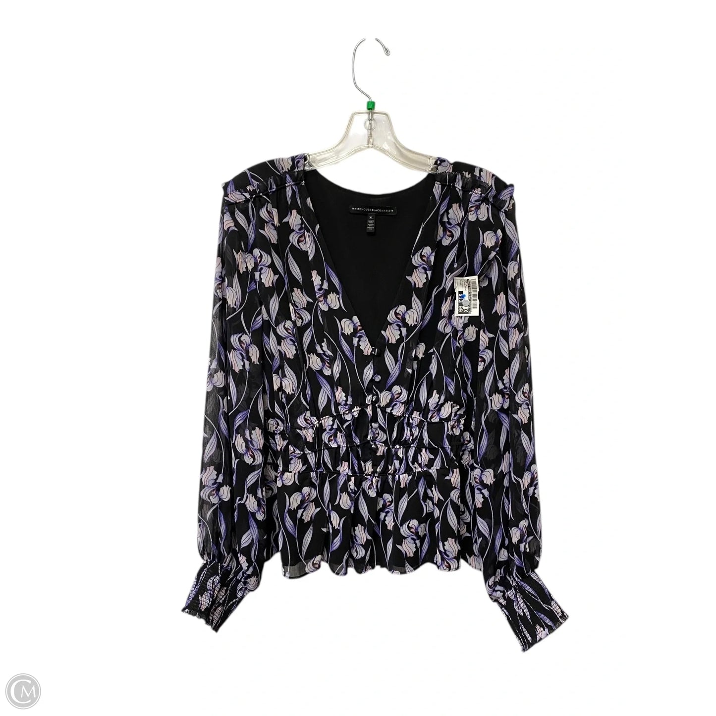 Top Long Sleeve By White House Black Market In Floral Print, Size: Xl