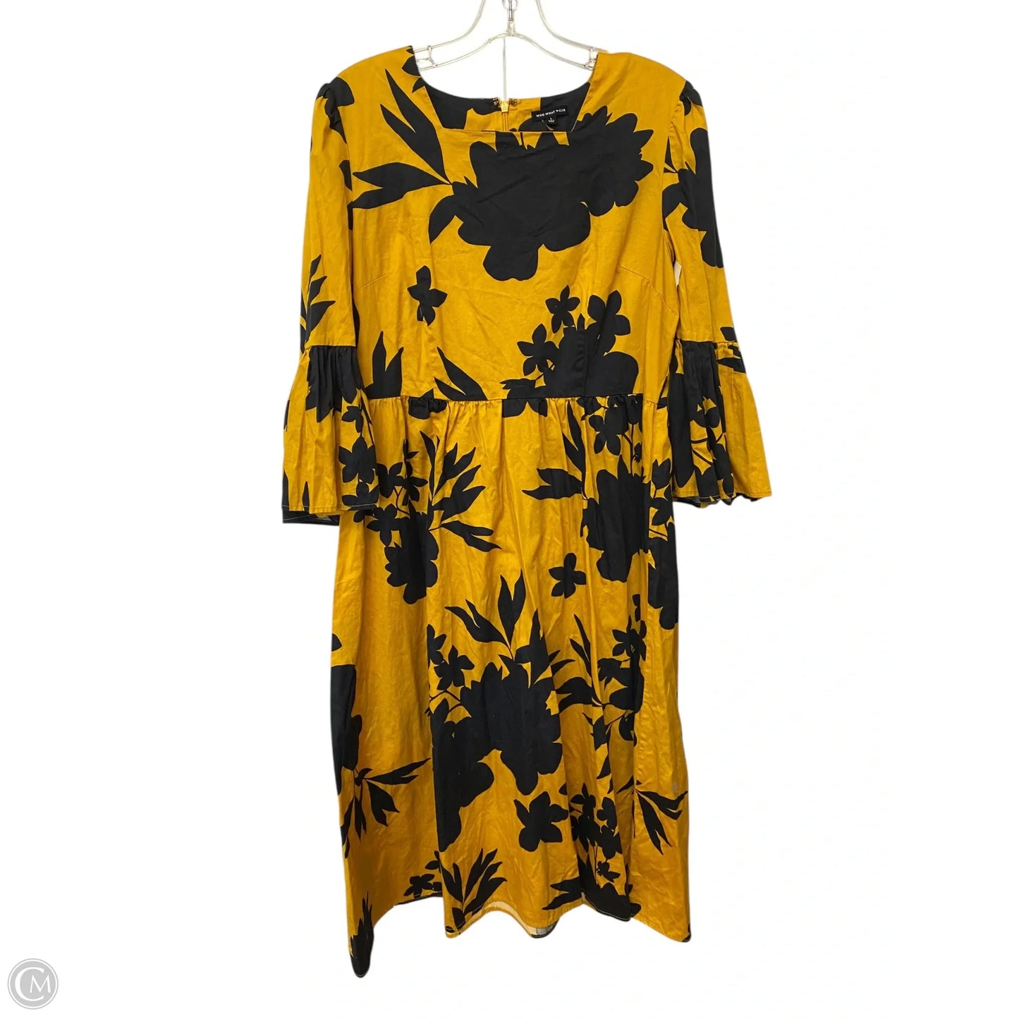 Dress Casual Maxi By Who What Wear In Black & Yellow, Size: L