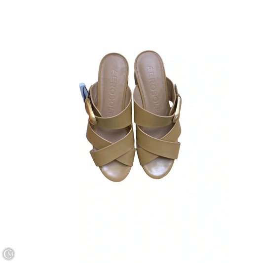 Sandals Heels Platform By Aerosoles In Tan, Size: 9