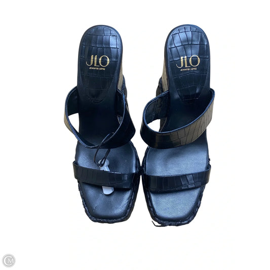 Sandals Heels Wedge By Jennifer Lopez In Black, Size: 10