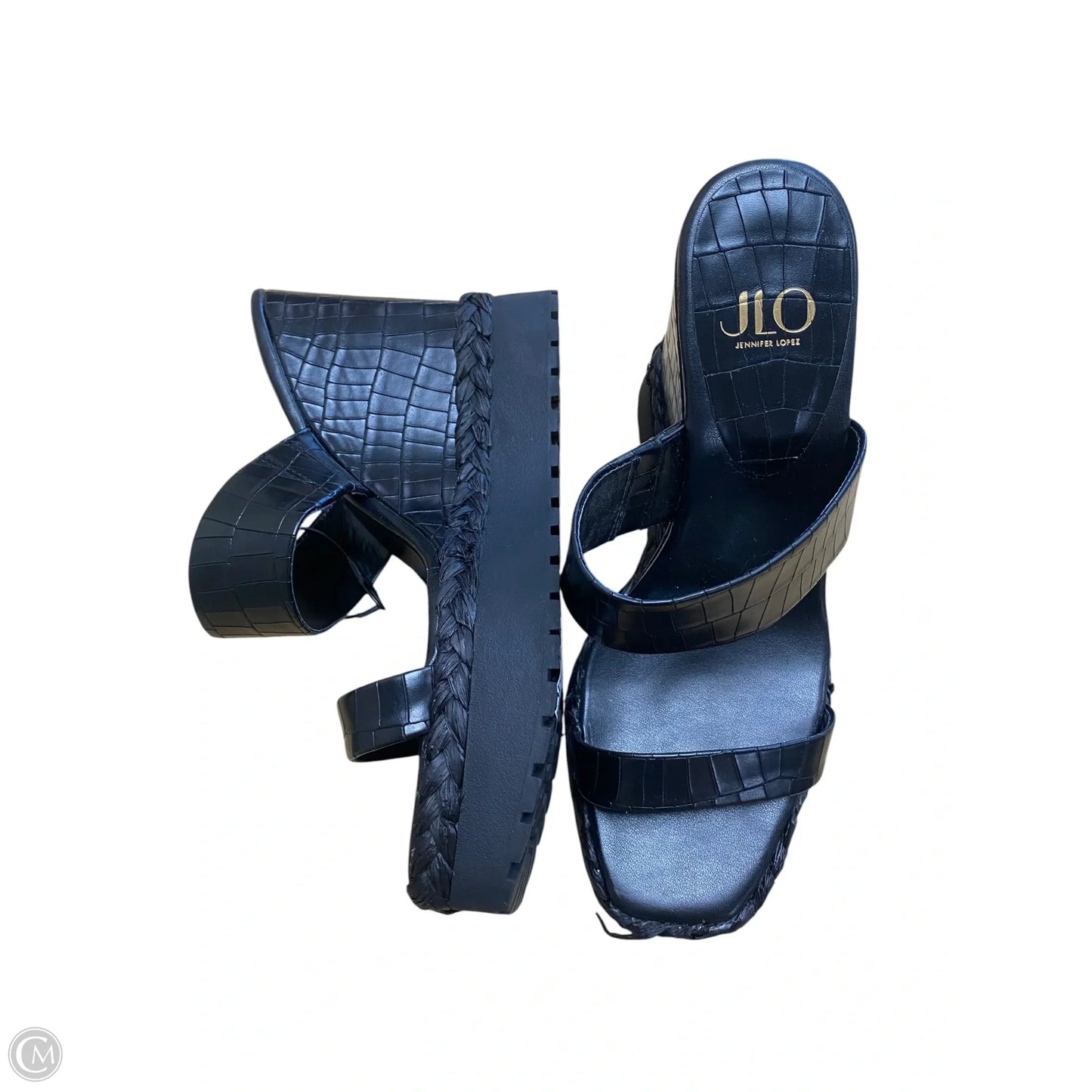 Sandals Heels Wedge By Jennifer Lopez In Black, Size: 10