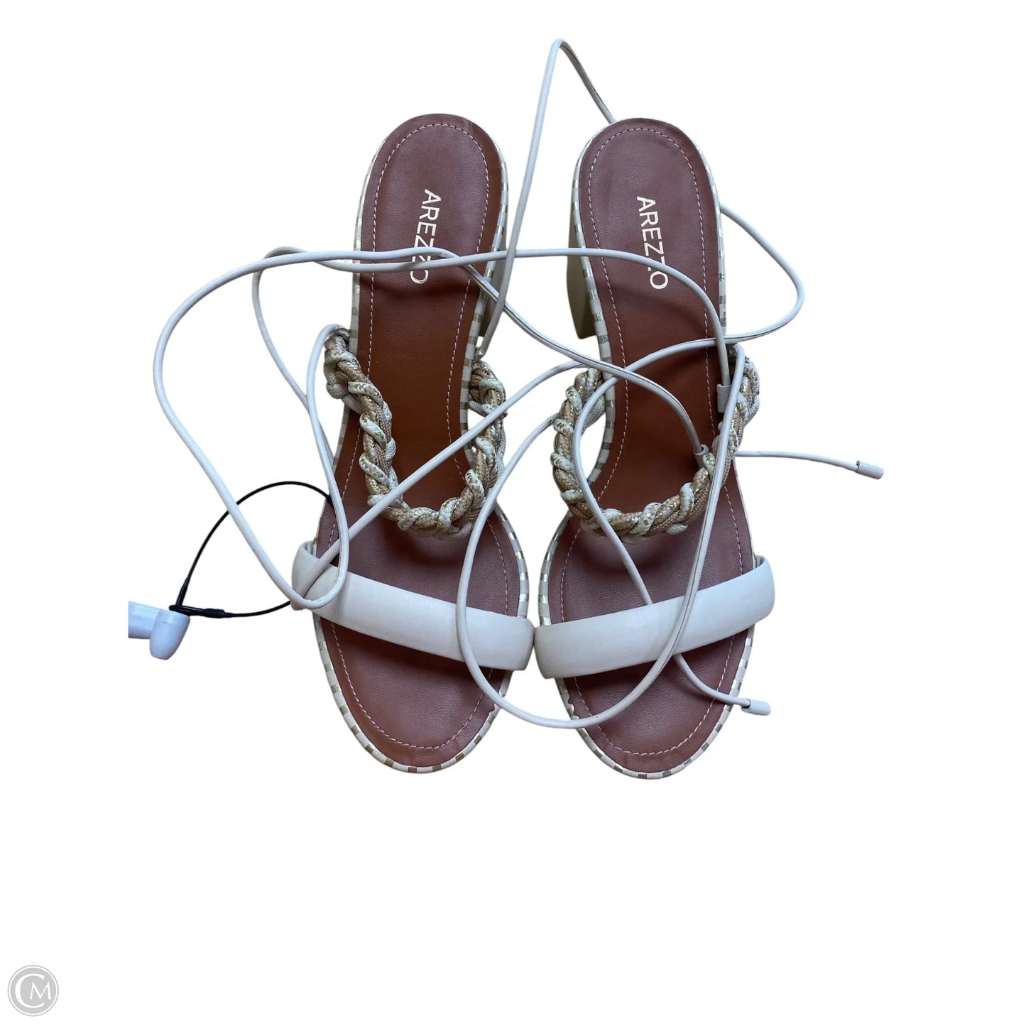 Sandals Heels Block By Cme In Cream, Size: 7.5
