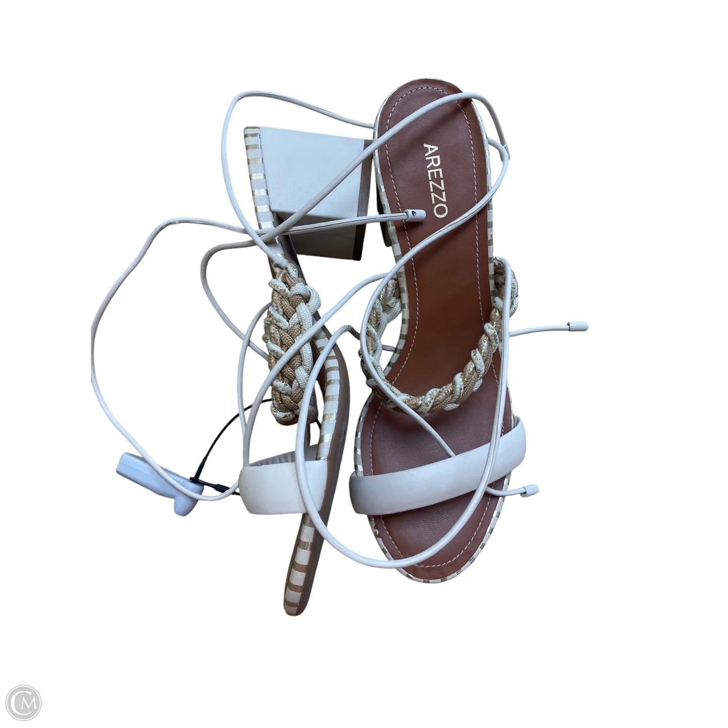 Sandals Heels Block By Cme In Cream, Size: 7.5