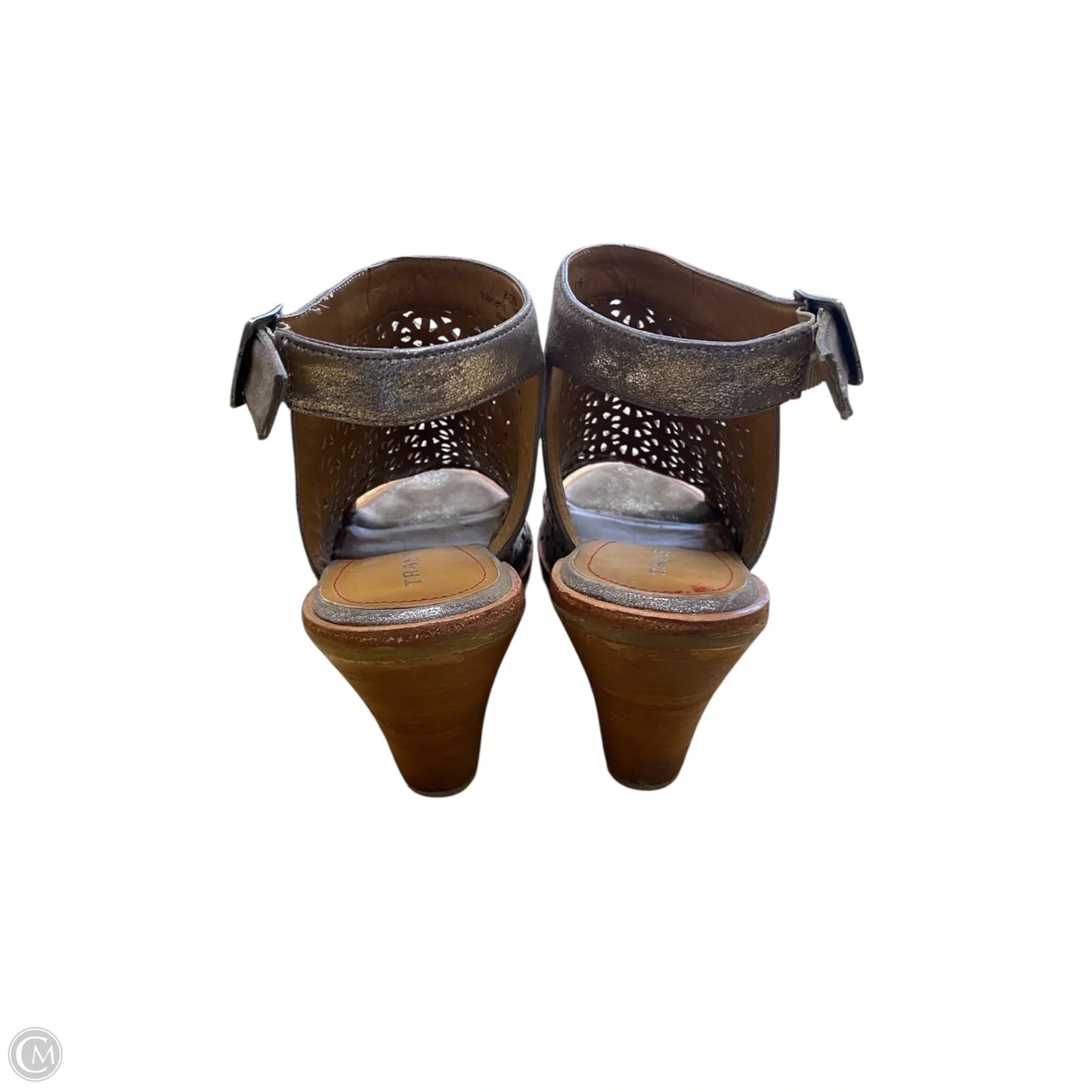 Shoes Heels Block By Clothes Mentor In Silver & Tan, Size: 10
