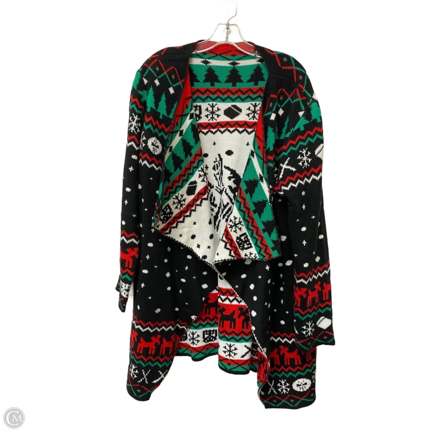 Cardigan By Clothes Mentor In Black & Red, Size: 2x