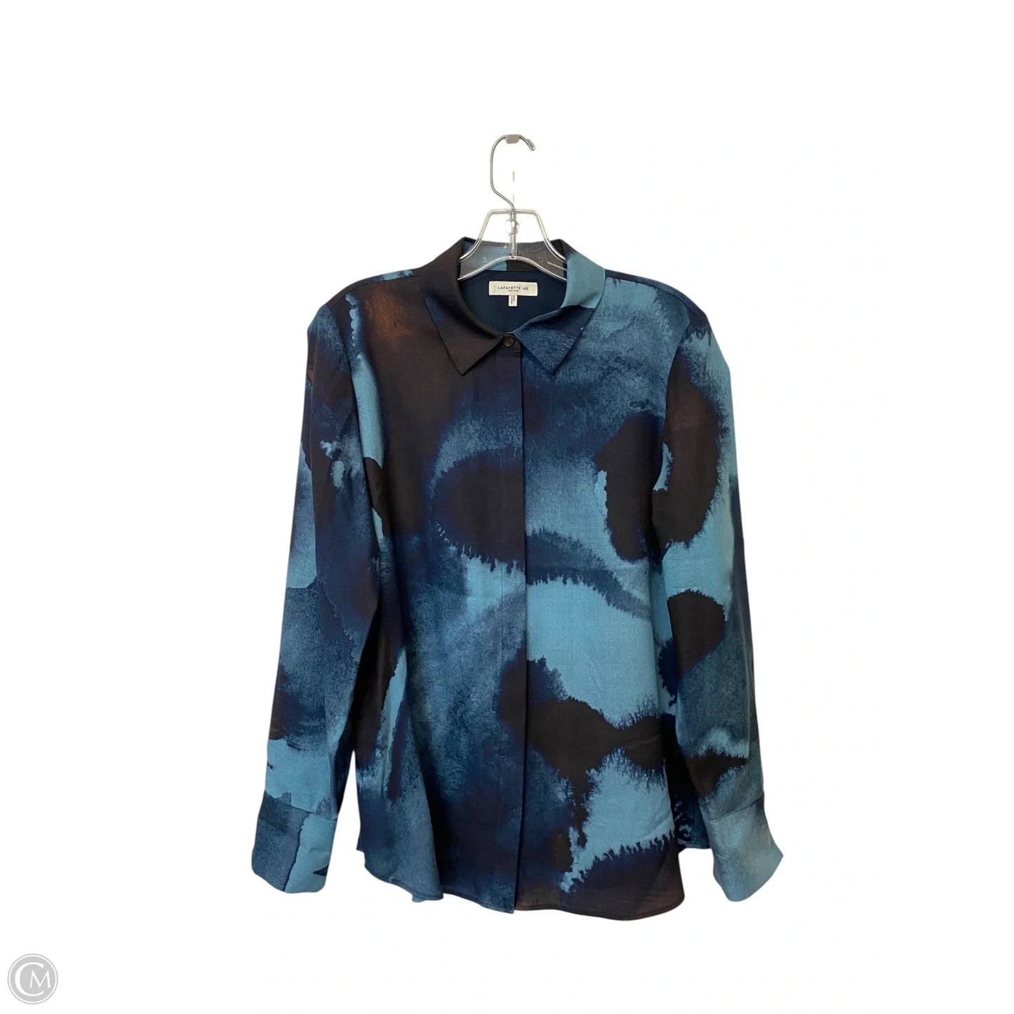 Top Long Sleeve Designer By Lafayette 148 In Blue, Size: M