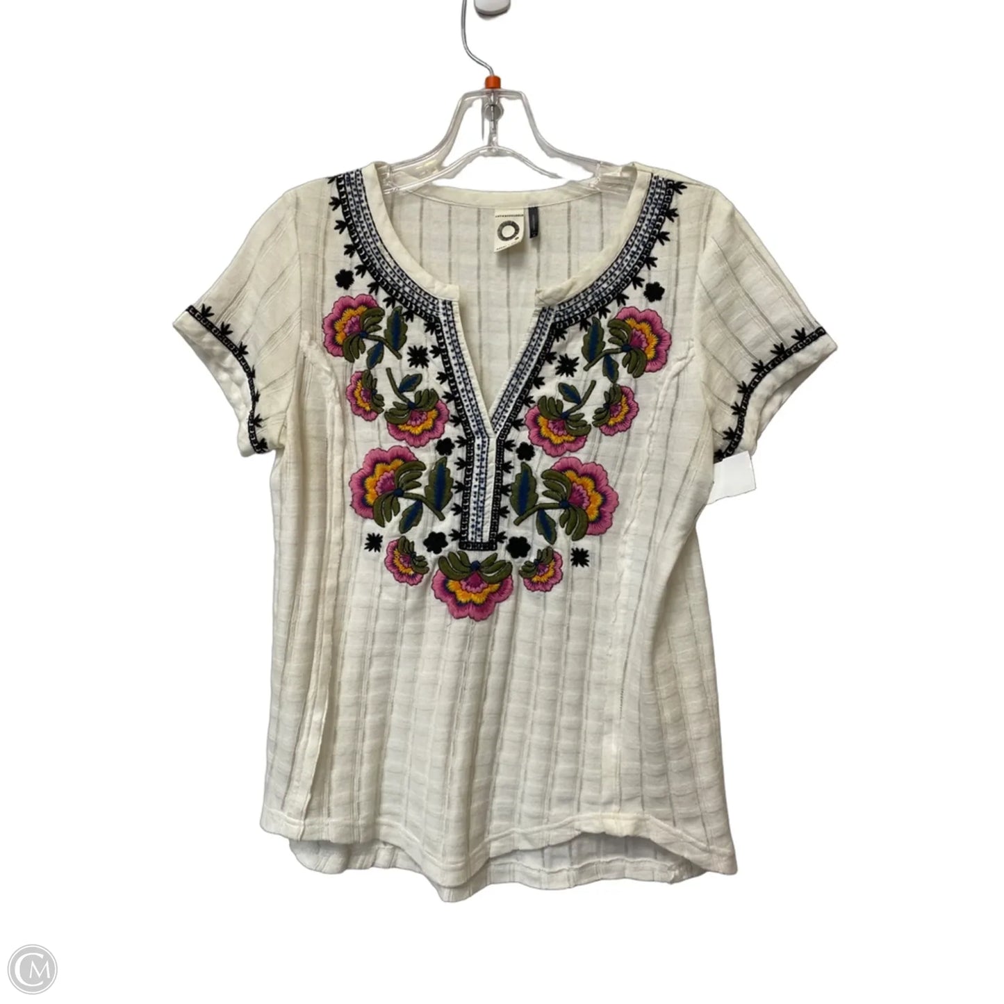 Top Short Sleeve By Anthropologie In White, Size: Xs