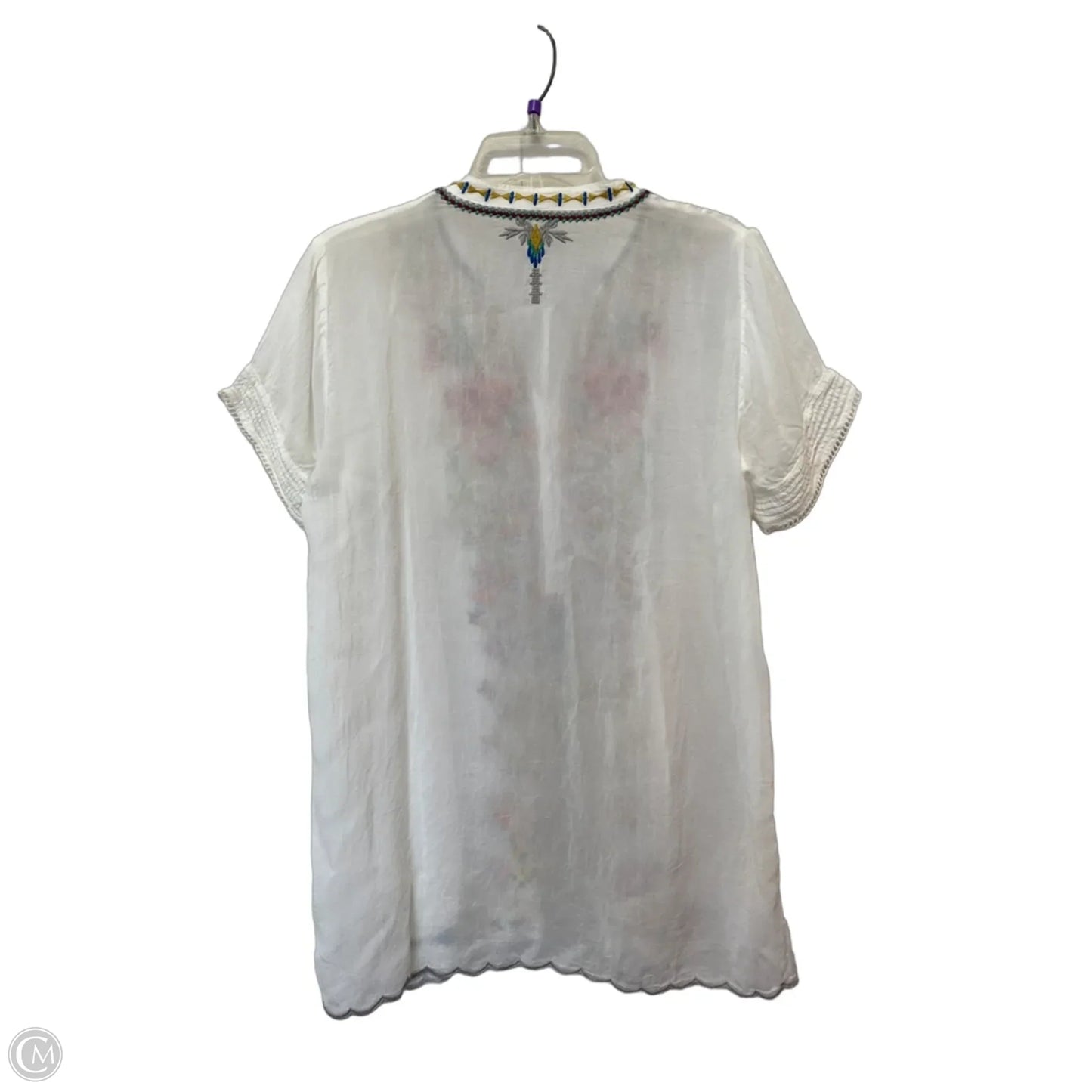 Top Short Sleeve By Johnny Was In White, Size: M