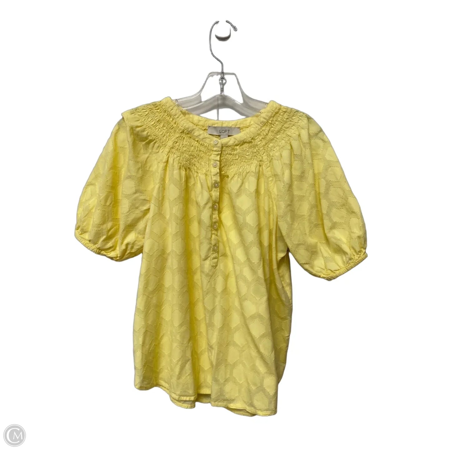 Top Short Sleeve By Loft In Yellow, Size: S