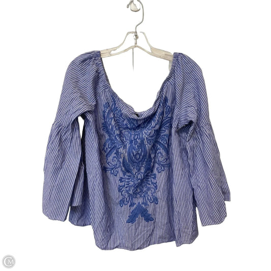 Top 3/4 Sleeve By International Concepts In Striped Pattern, Size: Xl