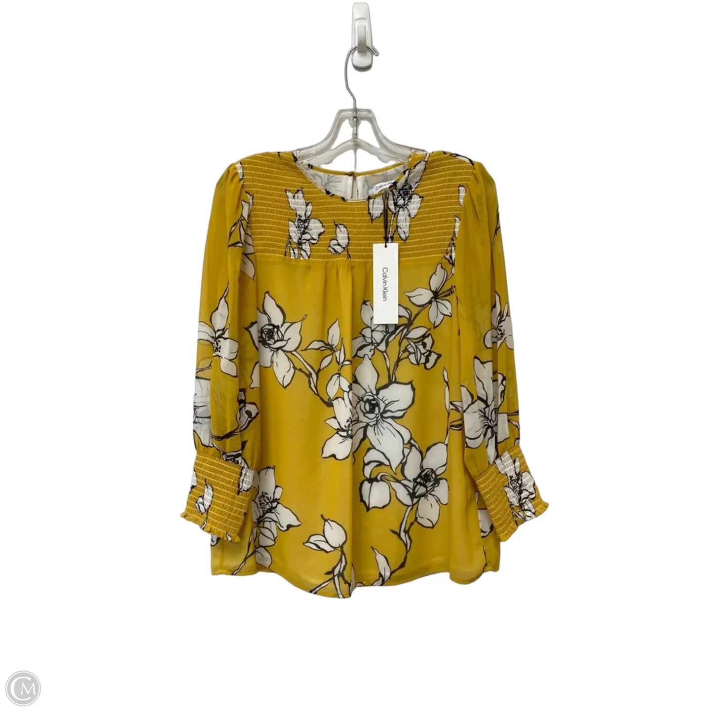 Top Long Sleeve By Calvin Klein In Yellow, Size: M