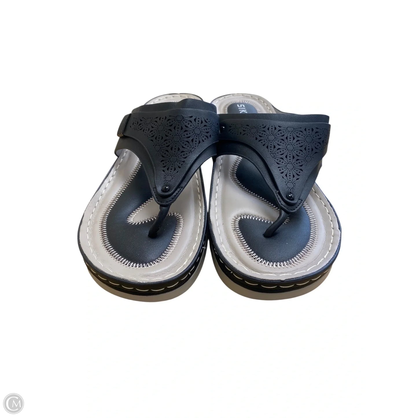 Sandals Heels Wedge By Cmc In Black & Grey, Size: 10