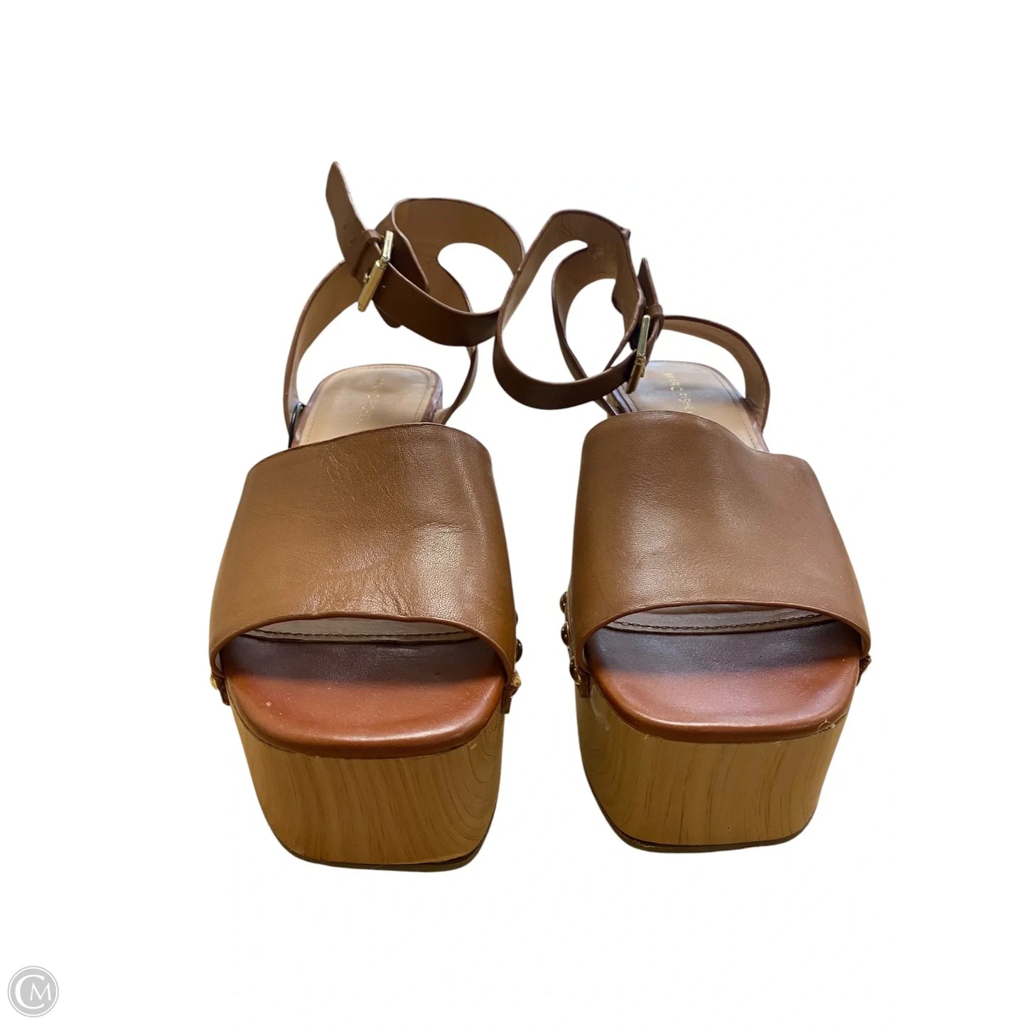 Sandals Heels Platform By Marc Fisher In Brown & Tan, Size: 8.5