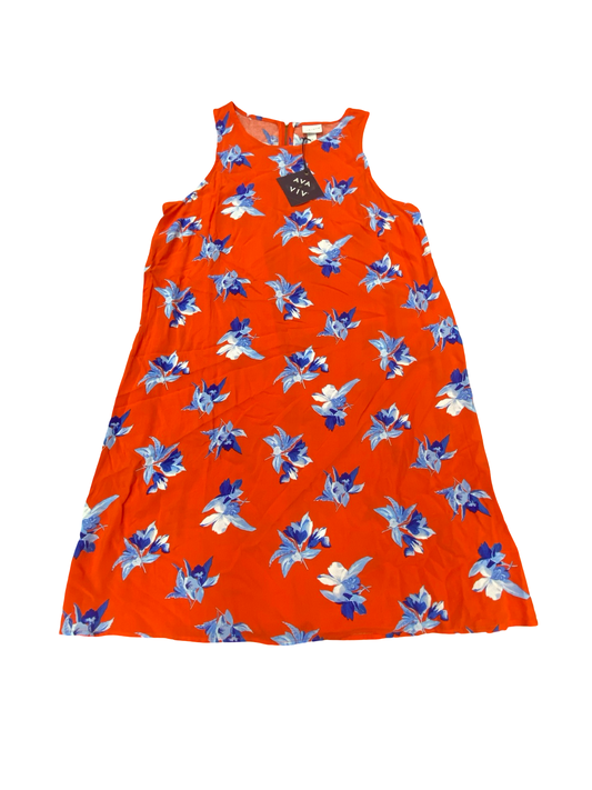 Dress Casual Midi By Ava & Viv In Blue & Orange, Size:1X