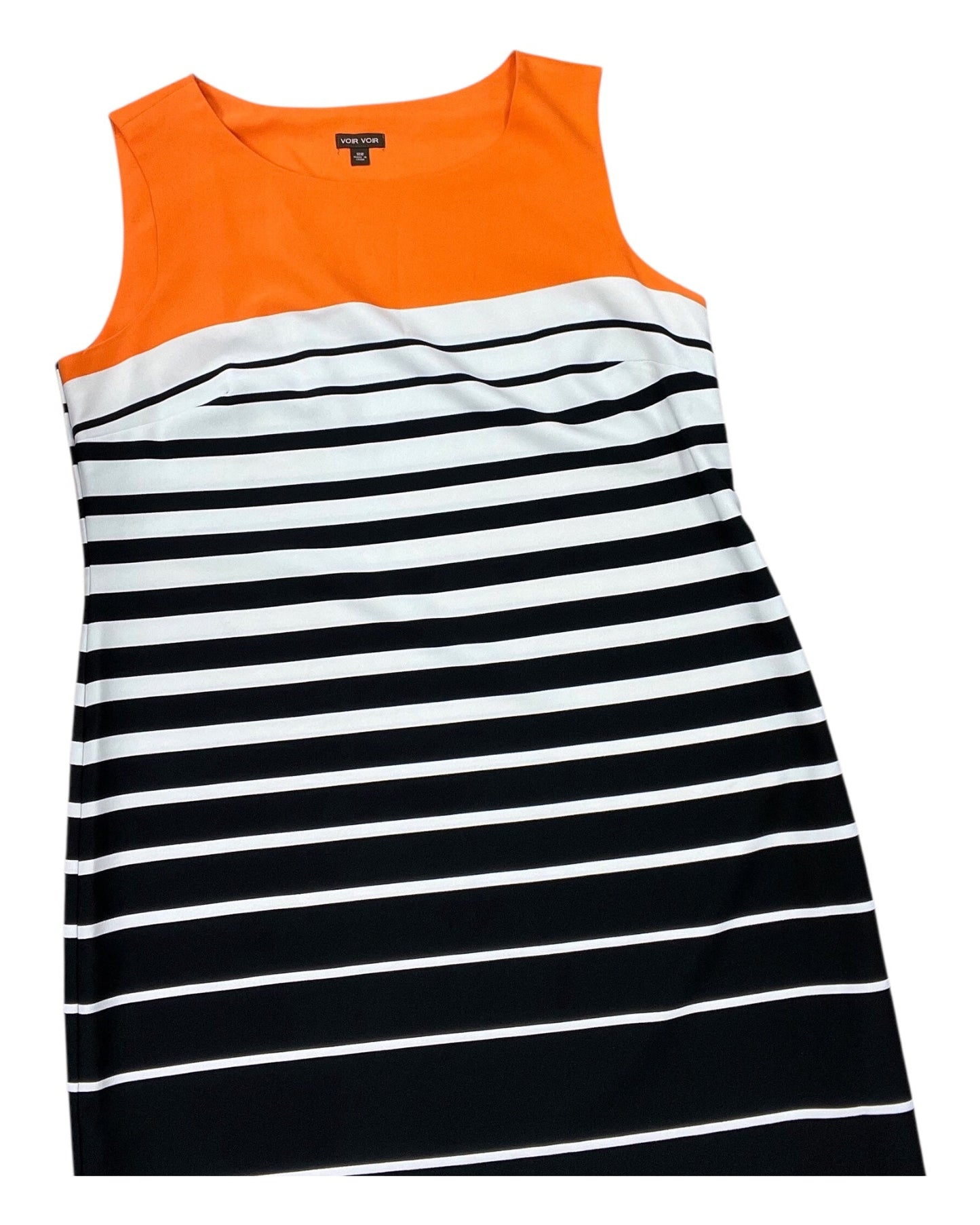 Dress Work By Voir Voir In Orange & White, Size:1X