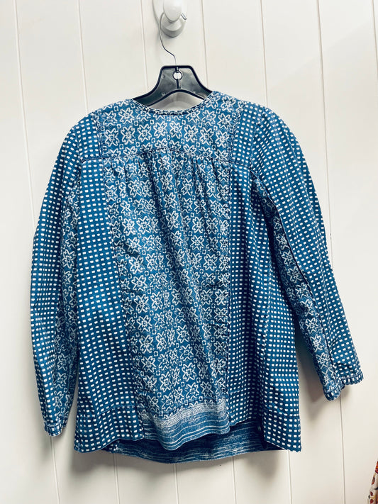 Top Long Sleeve By J. Crew In Blue & White, Size: 6