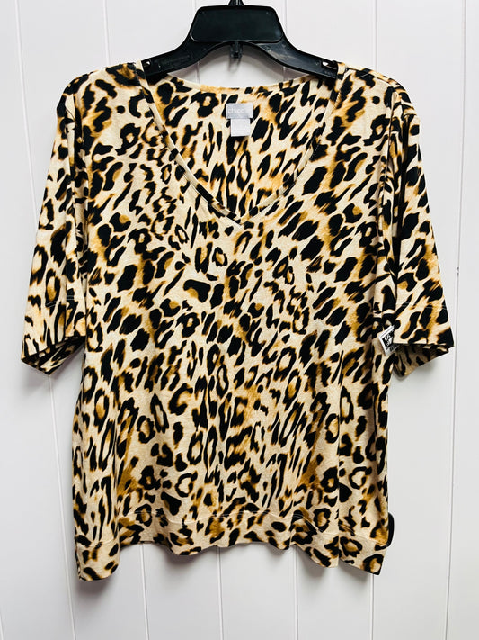 Animal Print Top Short Sleeve Chicos, Size Xl