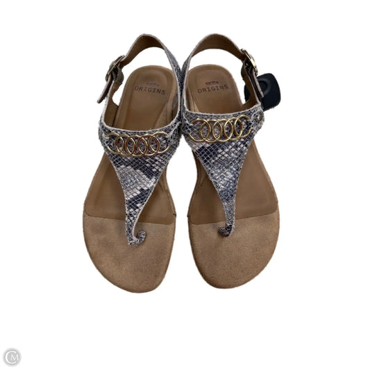 Sandals Flip Flops By Earth In Snakeskin Print, Size: 7.5