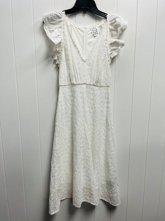 White Dress Casual Midi Blue Rain, Size Xs