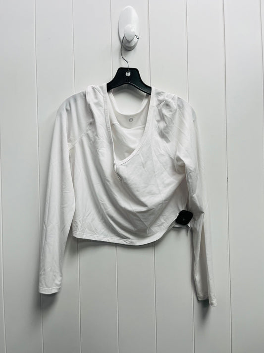 Athletic Top Long Sleeve Collar By Lululemon In White, Size: 8