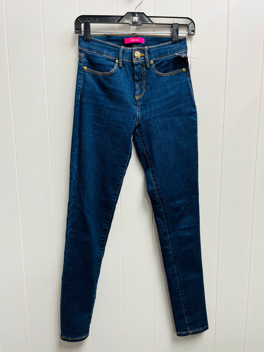 Jeans Skinny By Lilly Pulitzer In Blue Denim, Size: Xxs