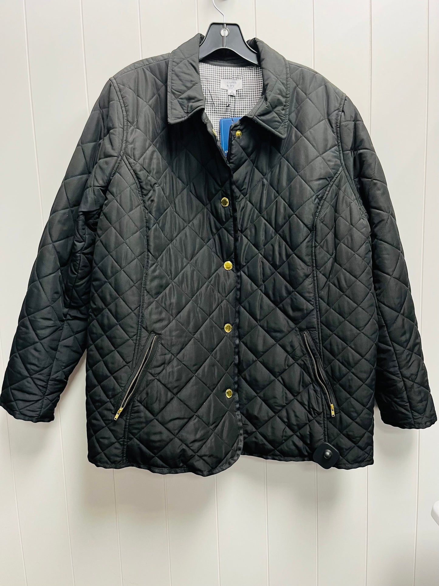 Jacket Puffer & Quilted By Crown And Ivy In Black, Size: 2x