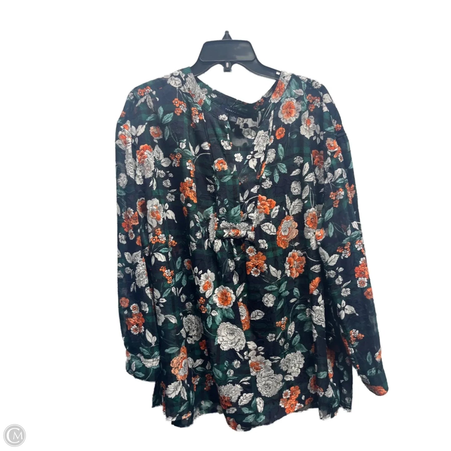 Top Long Sleeve By Tommy Hilfiger In Green & Orange, Size: Xl