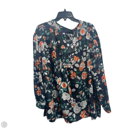 Top Long Sleeve By Tommy Hilfiger In Green & Orange, Size: Xl