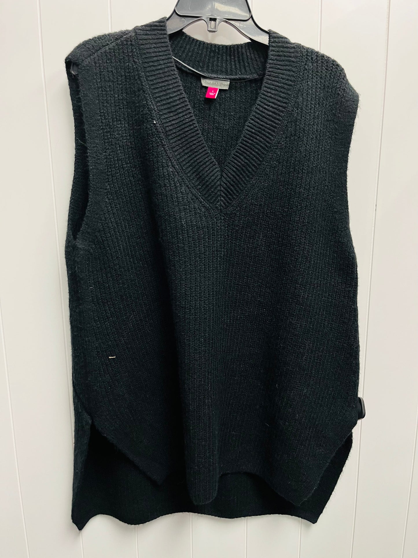 Sweater Short Sleeve By Vince Camuto In Black, Size: L