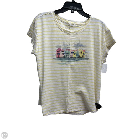 Top Short Sleeve By Talbots In White & Yellow, Size: Xl