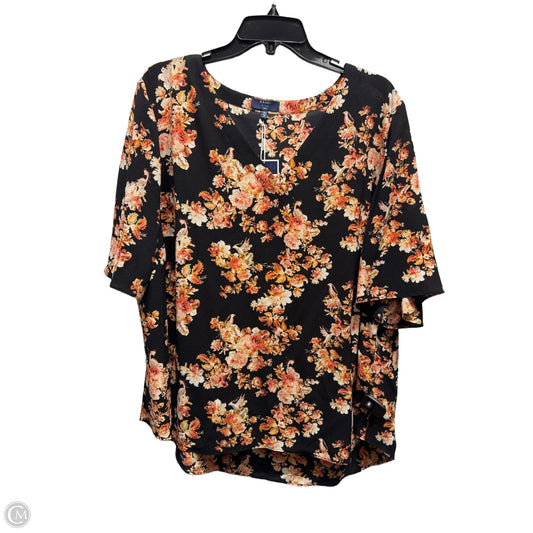 Top Short Sleeve By Kaari Blue In Black & Orange, Size: 3x