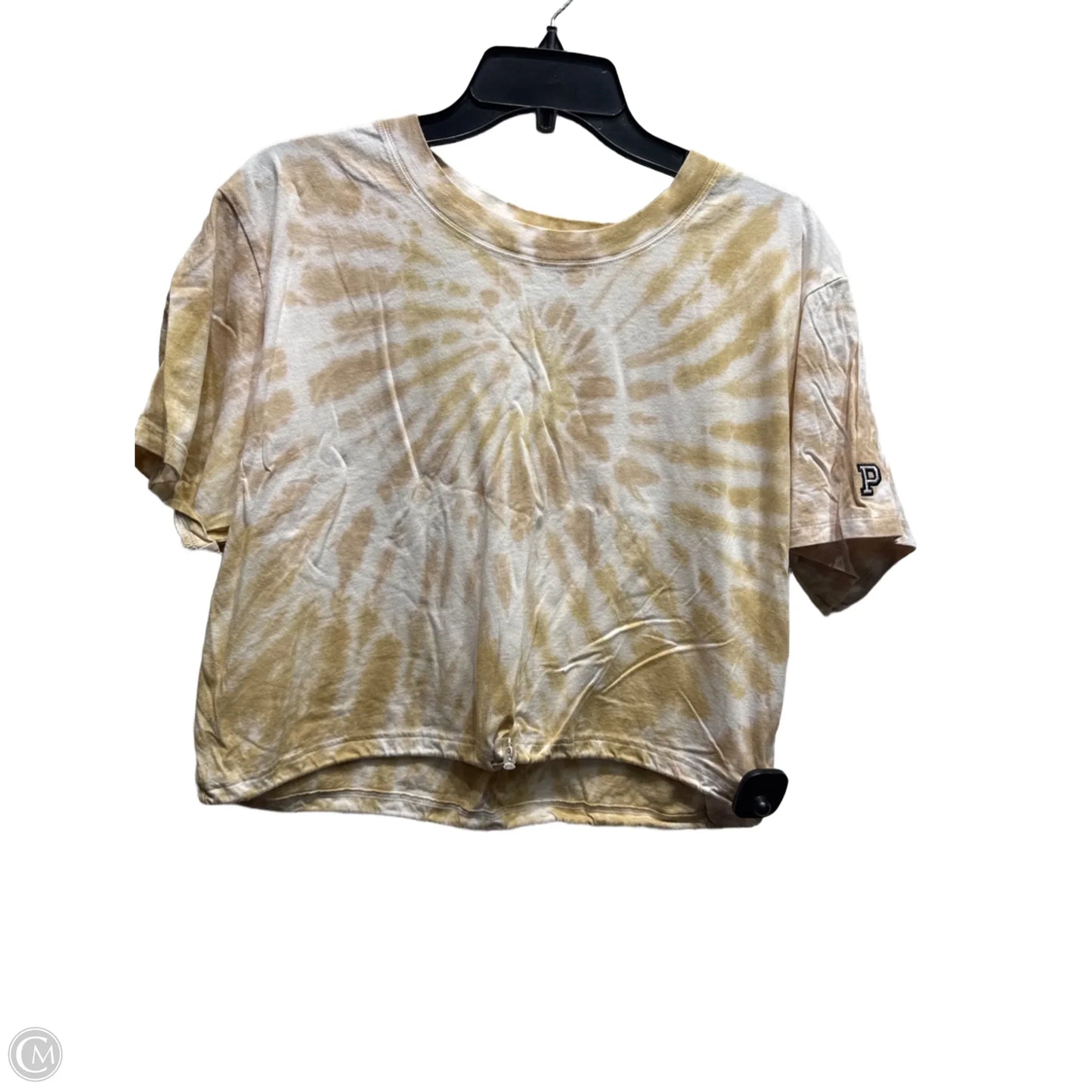 Top Short Sleeve By Pink In Tan & White, Size: Xl