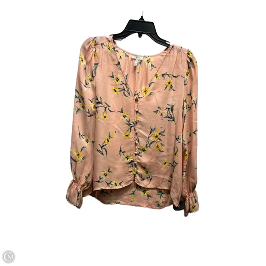 Top Long Sleeve By Joie In Pink & Yellow, Size: S