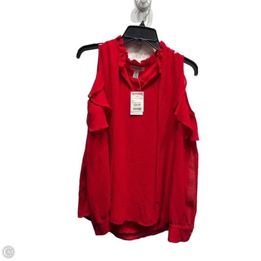 Top Long Sleeve By Calvin Klein In Red, Size: S