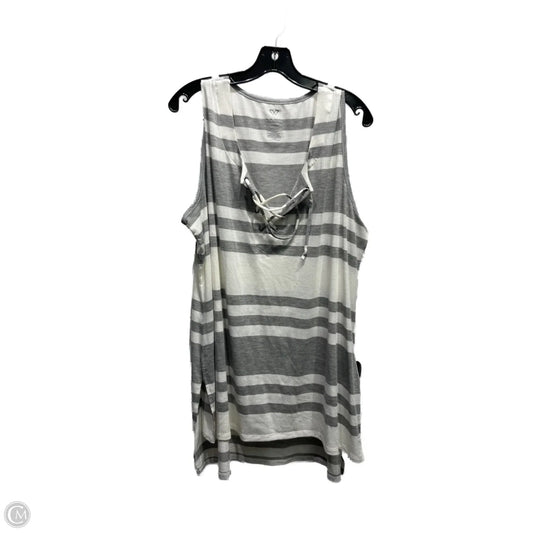 Top Sleeveless By Livi Active In Grey & White, Size: 22