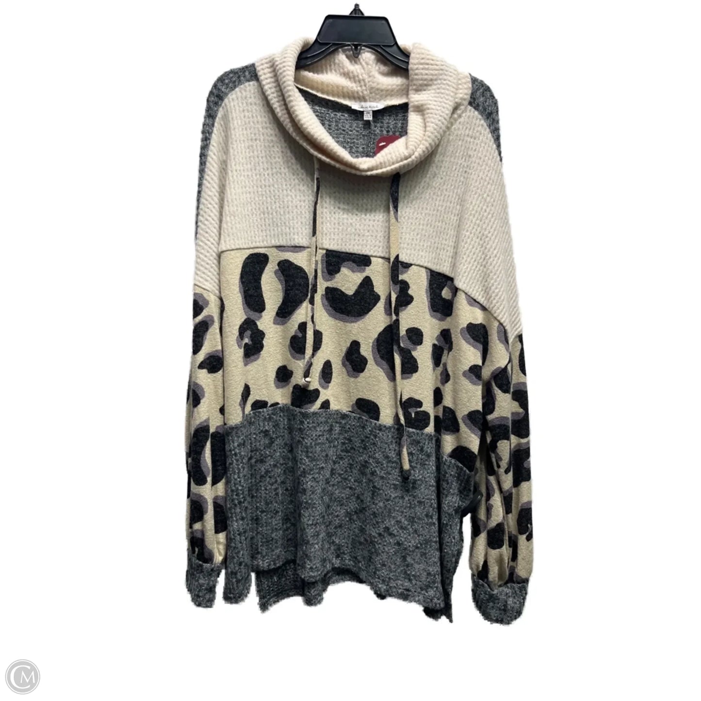 Top Long Sleeve By White Birch In Cream & Grey, Size: 3x