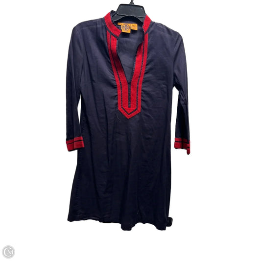 Top Long Sleeve Designer By Tory Burch In Blue &amp; Red, Size: 4