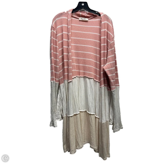 Cardigan By Haptics In Pink & White, Size: 1x