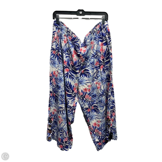 Capris By Caribbean Joe In Blue & Red, Size: Xxl