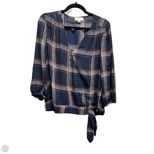 Top Long Sleeve By Loft In Blue & Red, Size: M