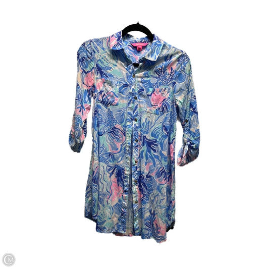 Top Long Sleeve Designer By Lilly Pulitzer In Blue & Pink, Size: Xxs