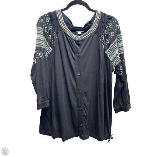 Top 3/4 Sleeve By J. Jill In Black & Blue, Size: L